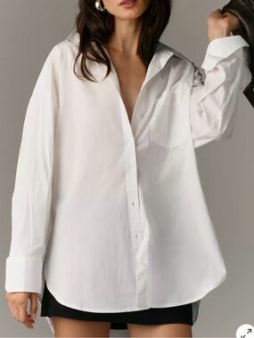 Maeve Oversized White Button-Up Blouse